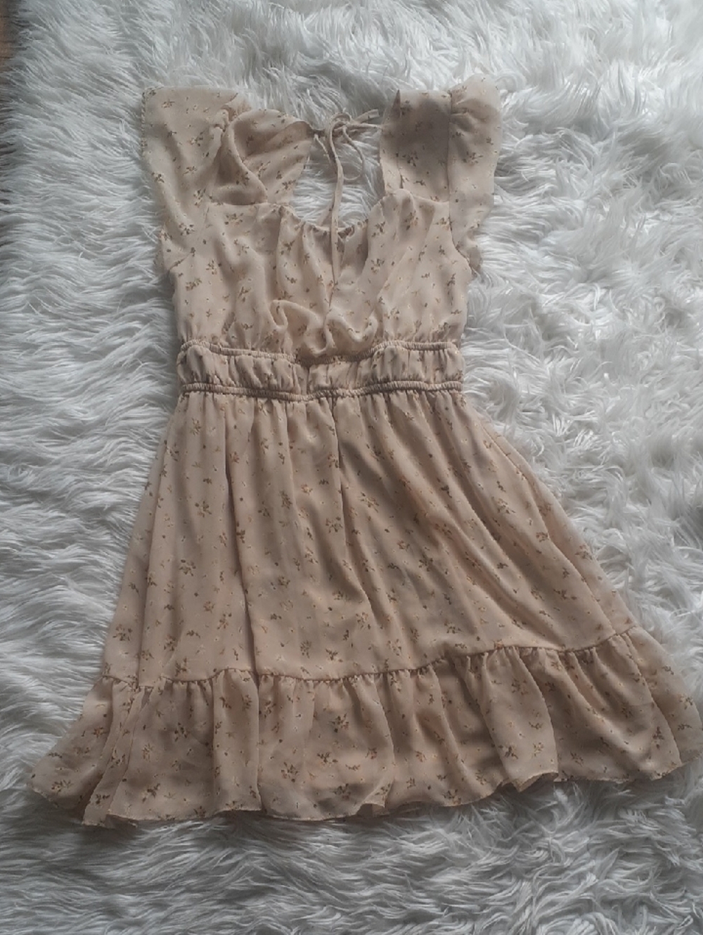 Altar'd State Beige Floral Mini Dress Size Medium